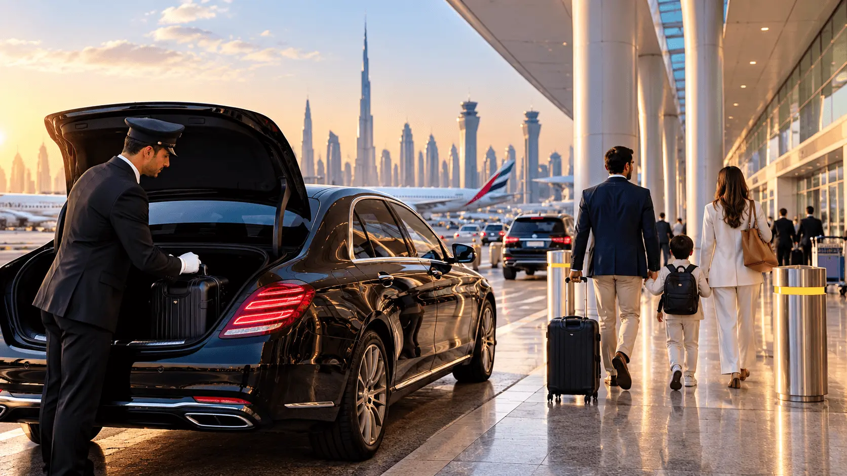 Airport drop-off service Dubai hotel residence office chauffeur