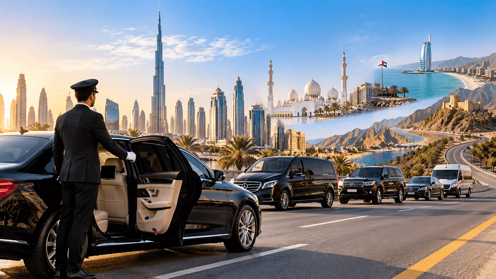Business chauffeur service Dubai to Abu Dhabi intercity transfer