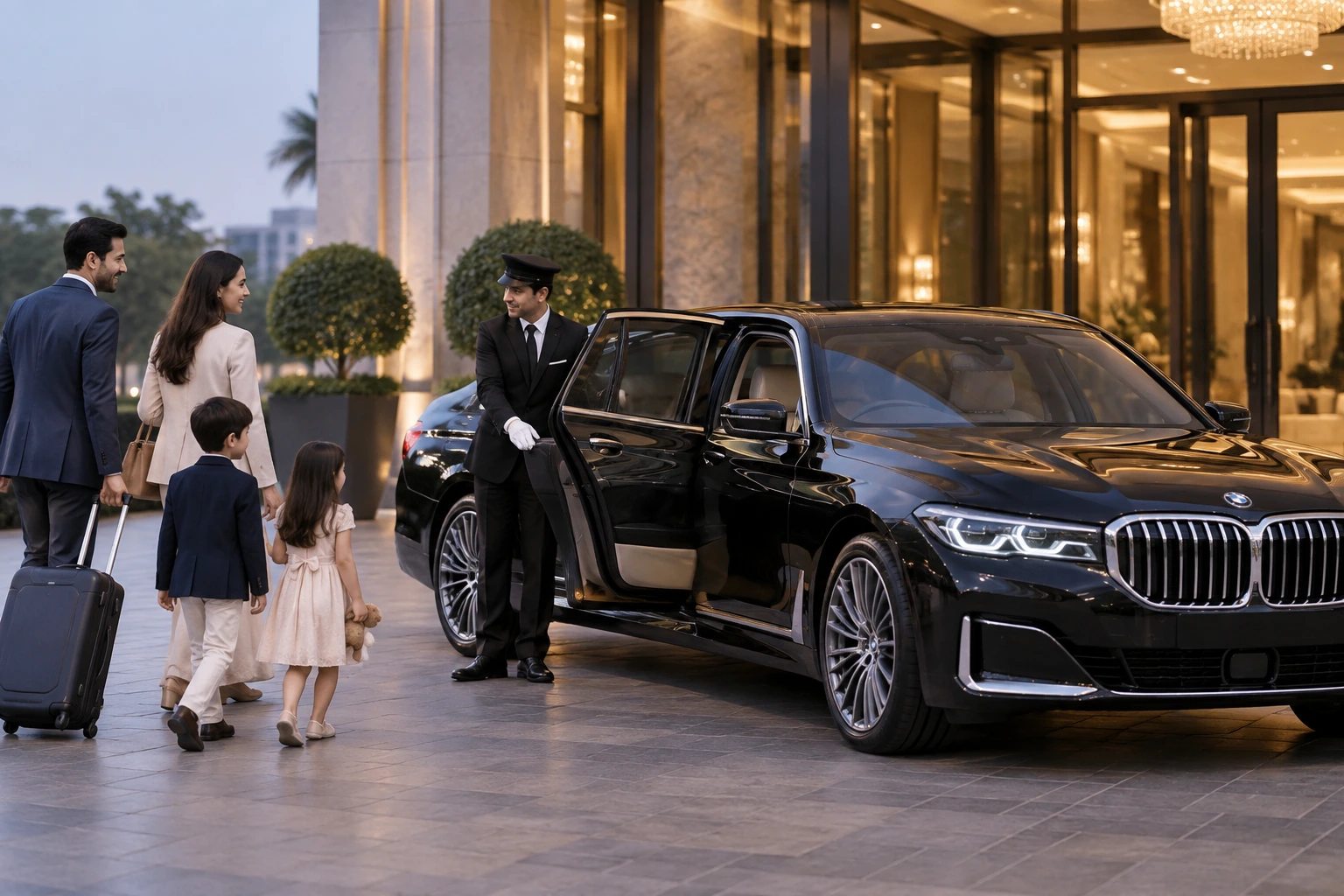 BMW 7 Series with chauffeur Dubai — premium executive sedan for airport transfers and business travel