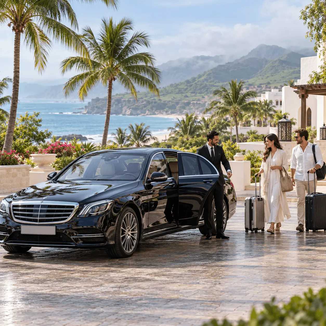 Luxury chauffeur vehicle on the Dubai to Salalah route through Dhofar, Oman