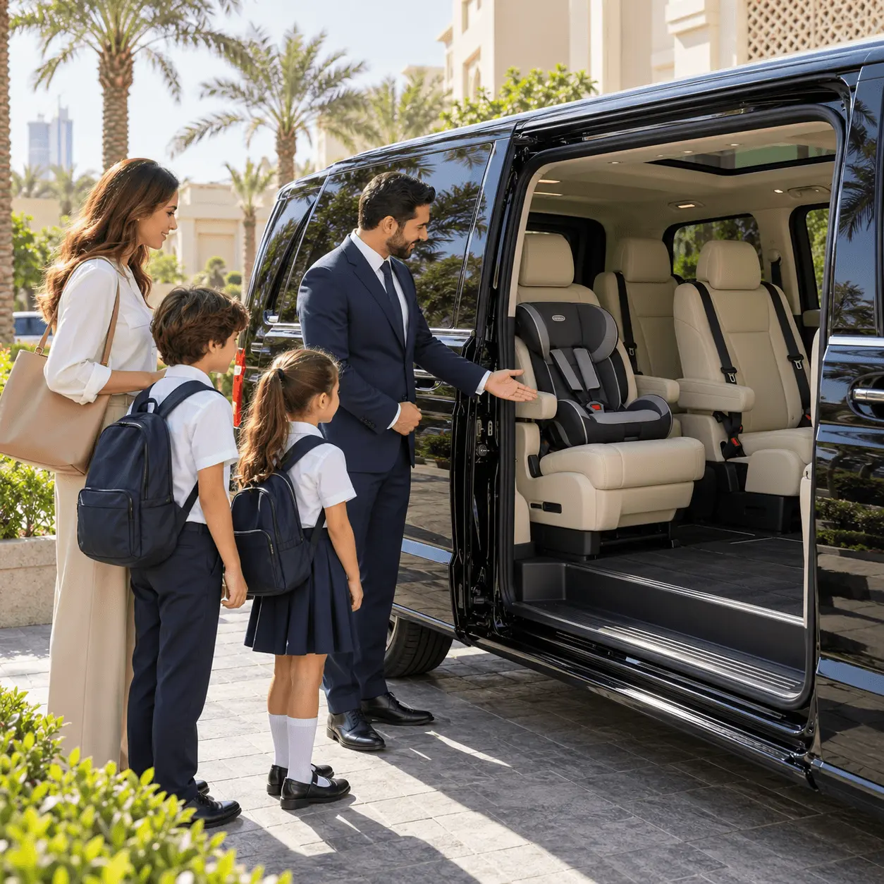 School bags and luggage space chauffeur vehicle Dubai