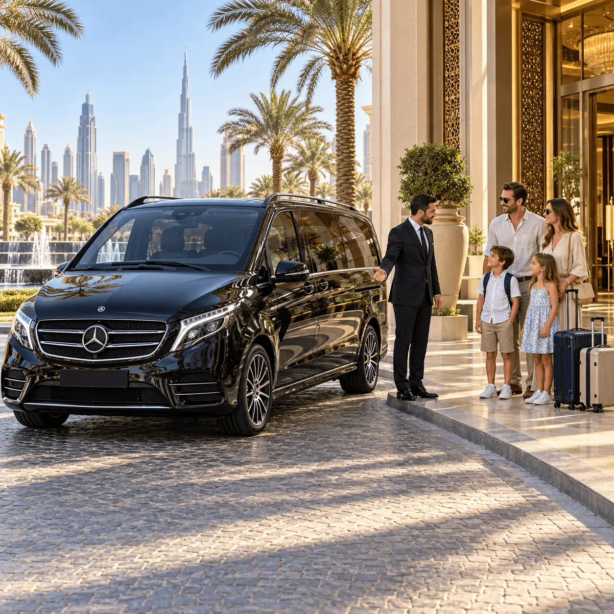 V-Class chauffeur service for family travel and private group transfers in Dubai