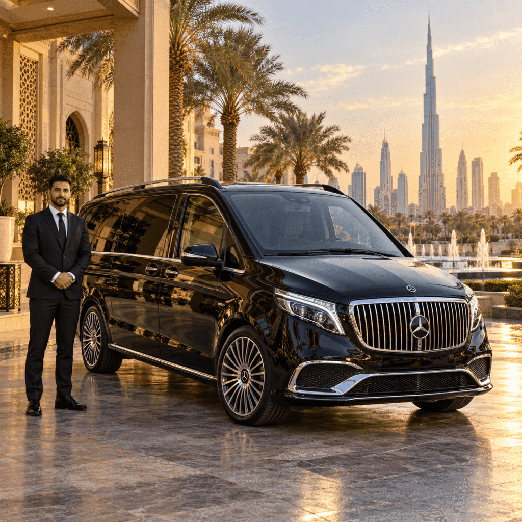 Luxury V-Class Arrival with Chauffeur in Dubai-1