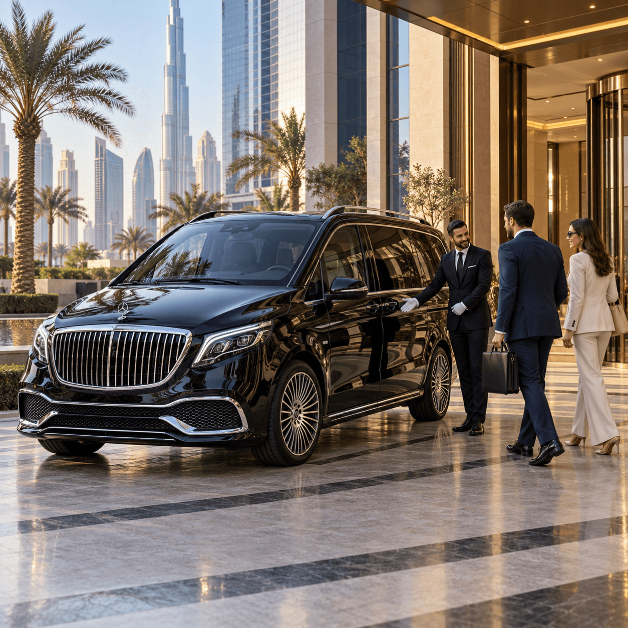 VIP V-Class chauffeur vehicle for private family and occasion transfers in Dubai