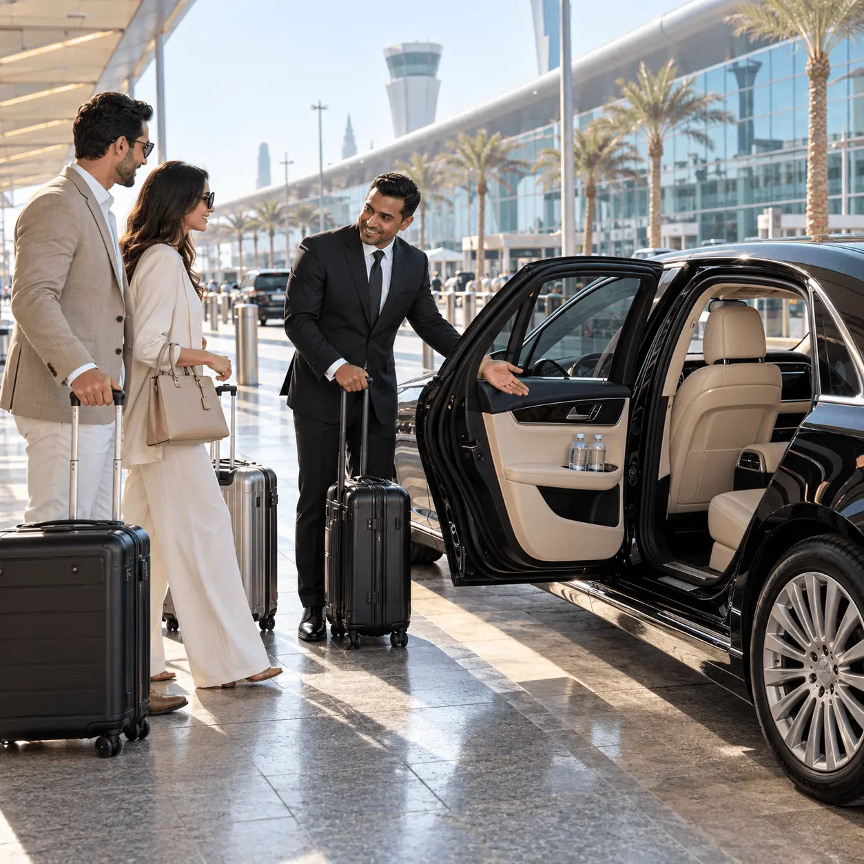 Luxury chauffeur service for Riyadh to Dubai private road transfer