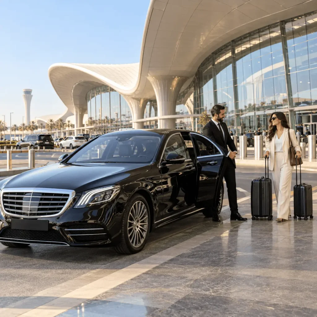 Luxury chauffeur drop-off at Zayed Airport